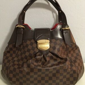 LV Damian Sistina GM Brown Checkered Handbag